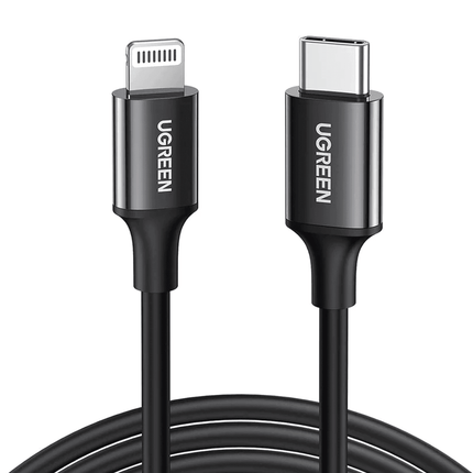 Ugreen MFi USB-C to Lightning 1M Charging Cable For iPhone - Black - كيبل شحن للآيفون - PC BUILDER QATAR - Best PC Gaming Store in Qatar 