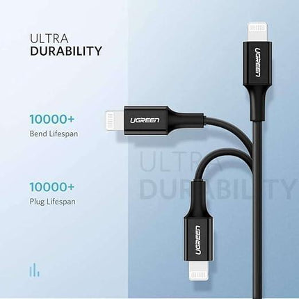 Ugreen MFi USB-C to Lightning 1M Charging Cable For iPhone - Black - كيبل شحن للآيفون - PC BUILDER QATAR - Best PC Gaming Store in Qatar 