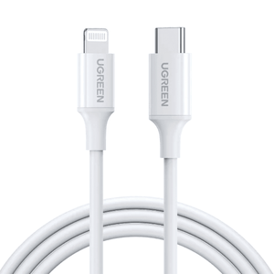 Ugreen MFi USB-C to Lightning Charging Cable For iPhone 1M - White - كيبل شحن للآيفون