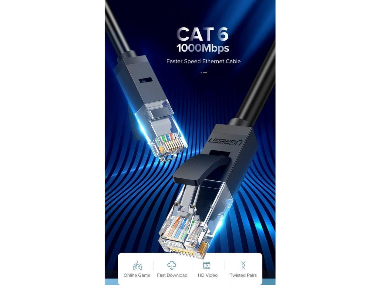 UGREEN RJ45 LAN Ethernet cable Cat6 UTP 1 Gbit black 10 meters - كيبل ...