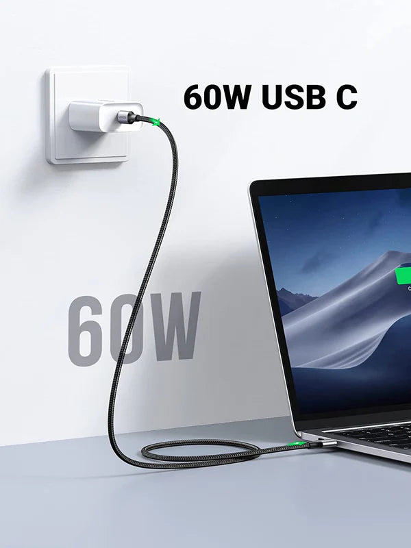 UGREEN USB-C 2.0 Male To USB-C 2.0 Male 3A Data Cable 2M - Black - كيبل تايب سي