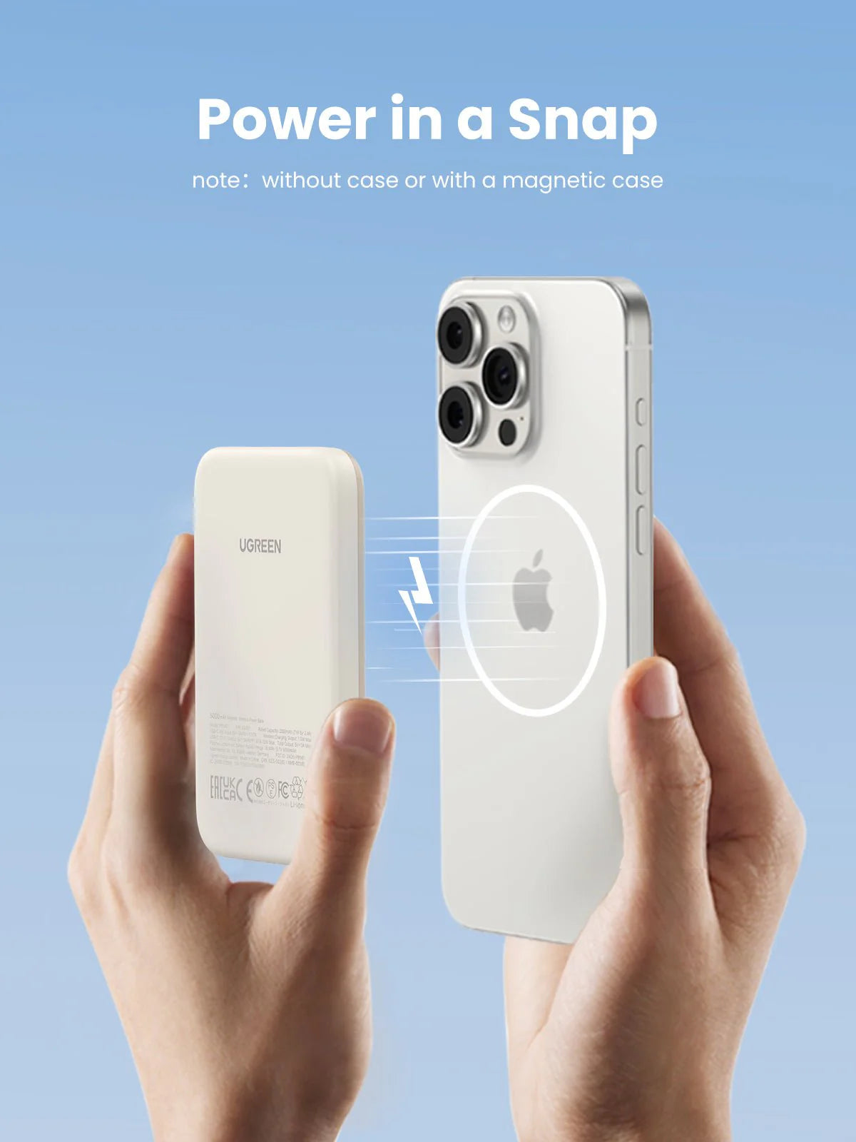 UGREEN Wireless Magnetic Power Bank 5000mAh Compatible For Apple iPhone - Samsung Phones - شاحن وايرليس