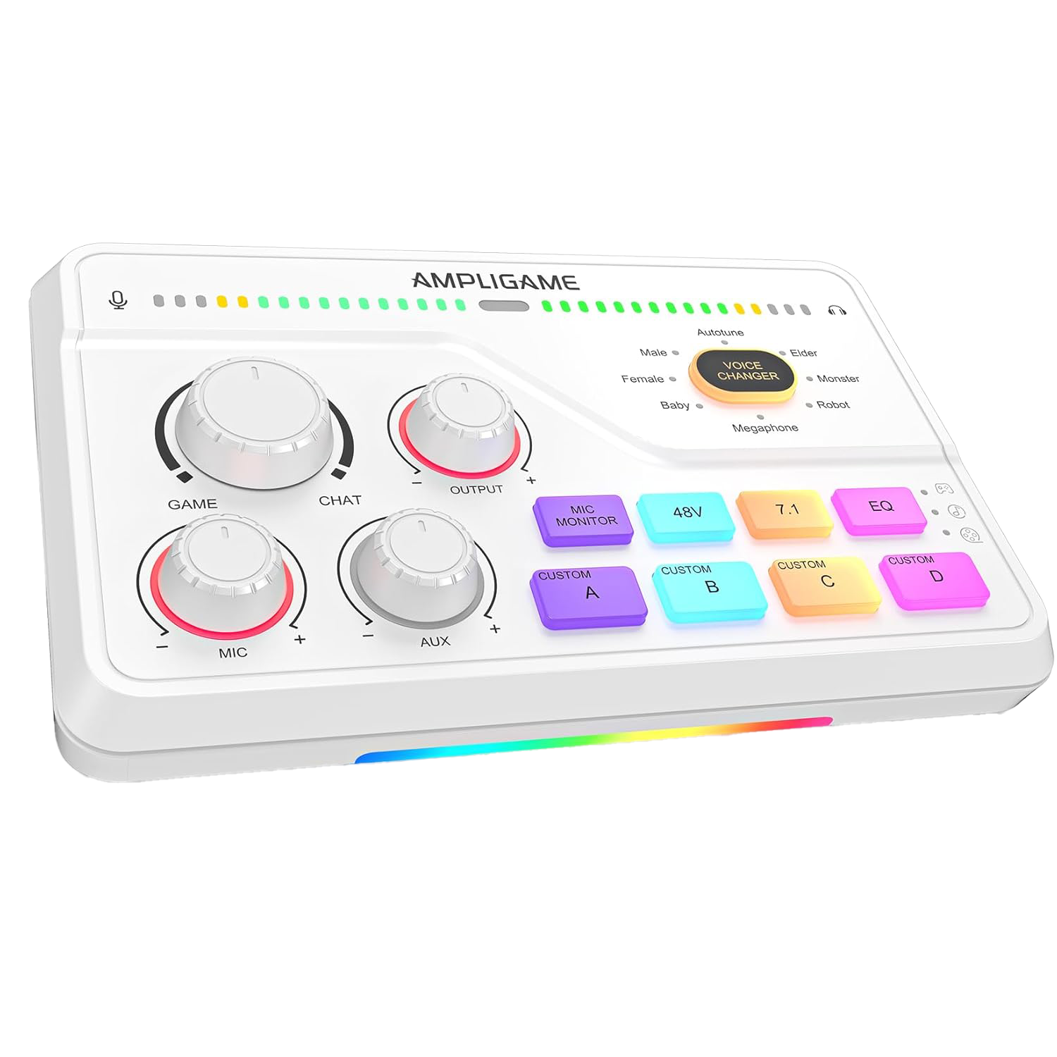 FIFINE AmpliGame SC8 Gaming Audio Mixer with RGB for PC and PS4, White - مكسر صوت