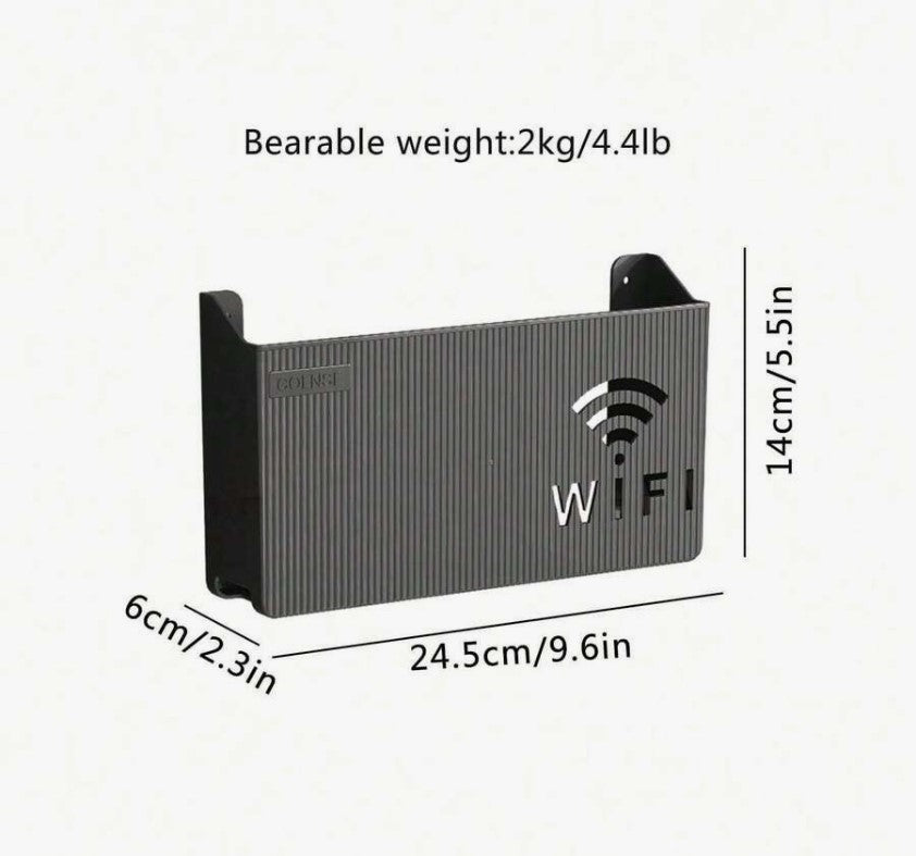 Wall Mounted Router Storage Box for Home Office Router Holder Sturdy PP Build Shelf for Routers Fixed - رف تخزين الراوتر