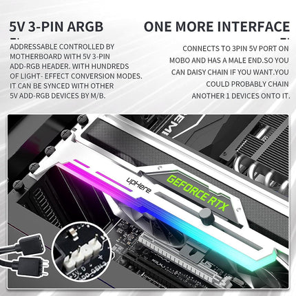 UPHERE 5V Addressable RGB Graphics Card GPU Brace Support Video Card Sag Holder -حامل لكرت الشاشه (Copy) - PC BUILDER QATAR - Best PC Gaming Store in Qatar 