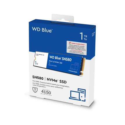 Western Digital 1TB WD Blue SN580 NVMe SSD - Gen4 x4 PCIe 16Gb/s, M.2 2280, Up to 4,150 MB/s - مساحة تخزين