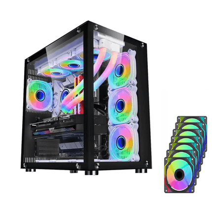 WJCOOLMAN ROBIN 1 7Fan UNI BLACK MID TOWER CASE - كيس - PC BUILDER QATAR - Best PC Gaming Store in Qatar 