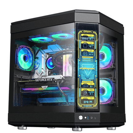 WJCOOLMAN Y40 LCD BLACK MID TOWER CASE - كيس مع شاشه - PC BUILDER QATAR - Best PC Gaming Store in Qatar 