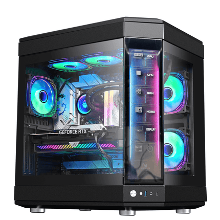 WJCOOLMAN Y40 LCD BLACK MID TOWER CASE - كيس مع شاشه - PC BUILDER QATAR - Best PC Gaming Store in Qatar 