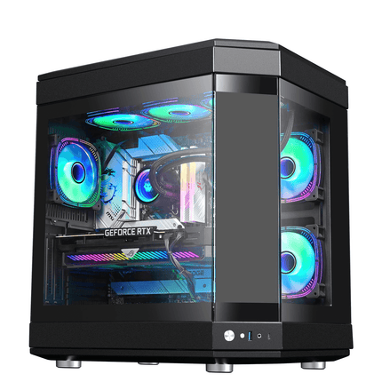 WJCOOLMAN Y40 LCD BLACK MID TOWER CASE - كيس مع شاشه - PC BUILDER QATAR - Best PC Gaming Store in Qatar 