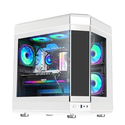 WJCOOLMAN Y40 LCD WHITE MID TOWER CASE - كيس مع شاشه - PC BUILDER QATAR - Best PC Gaming Store in Qatar 