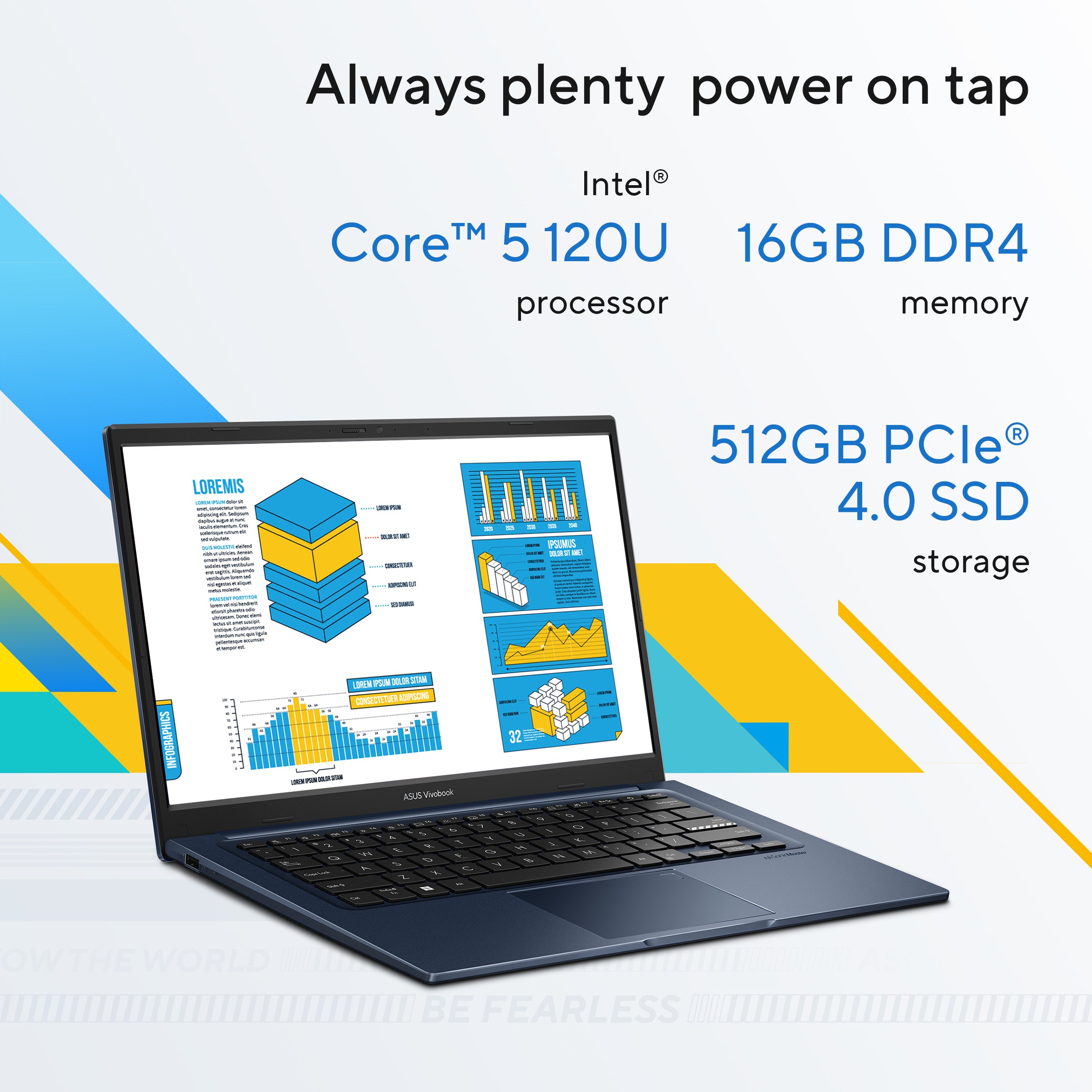 Asus Vivobook 14 X1404VA-EB385W, 14-inch, FHD 60Hz, Core 5 Processor, 16GB Ram, 512GB SSD, Blue - لابتوب