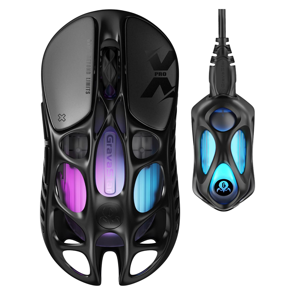 GRAVASTAR MERCURY X Pro Wireless GM+8K - Galaxy Black - ماوس قيمينغ احترافي