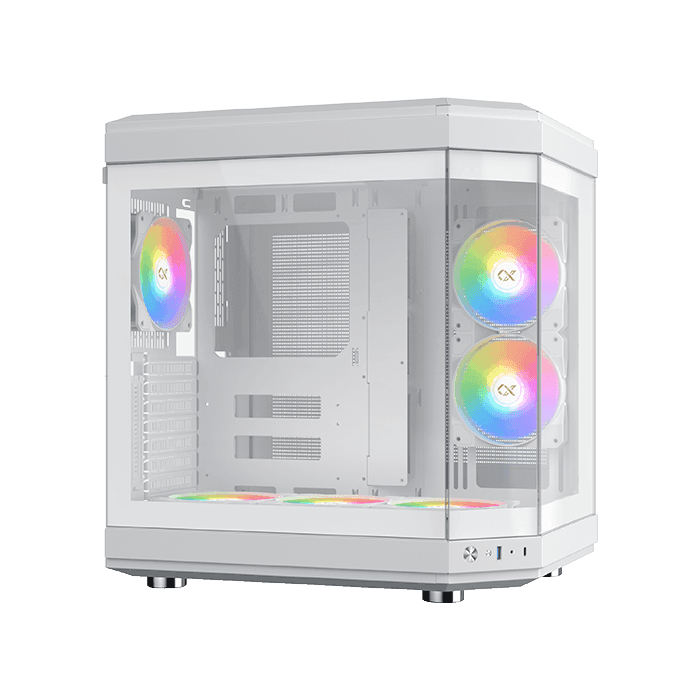 Xigmatek Cubi Tempered Glass E-ATX Mid Tower Case - Arctic - كيس Xigmatek Cubi Tempered Glass E-ATX Mid Tower Case - Arctic - كيس