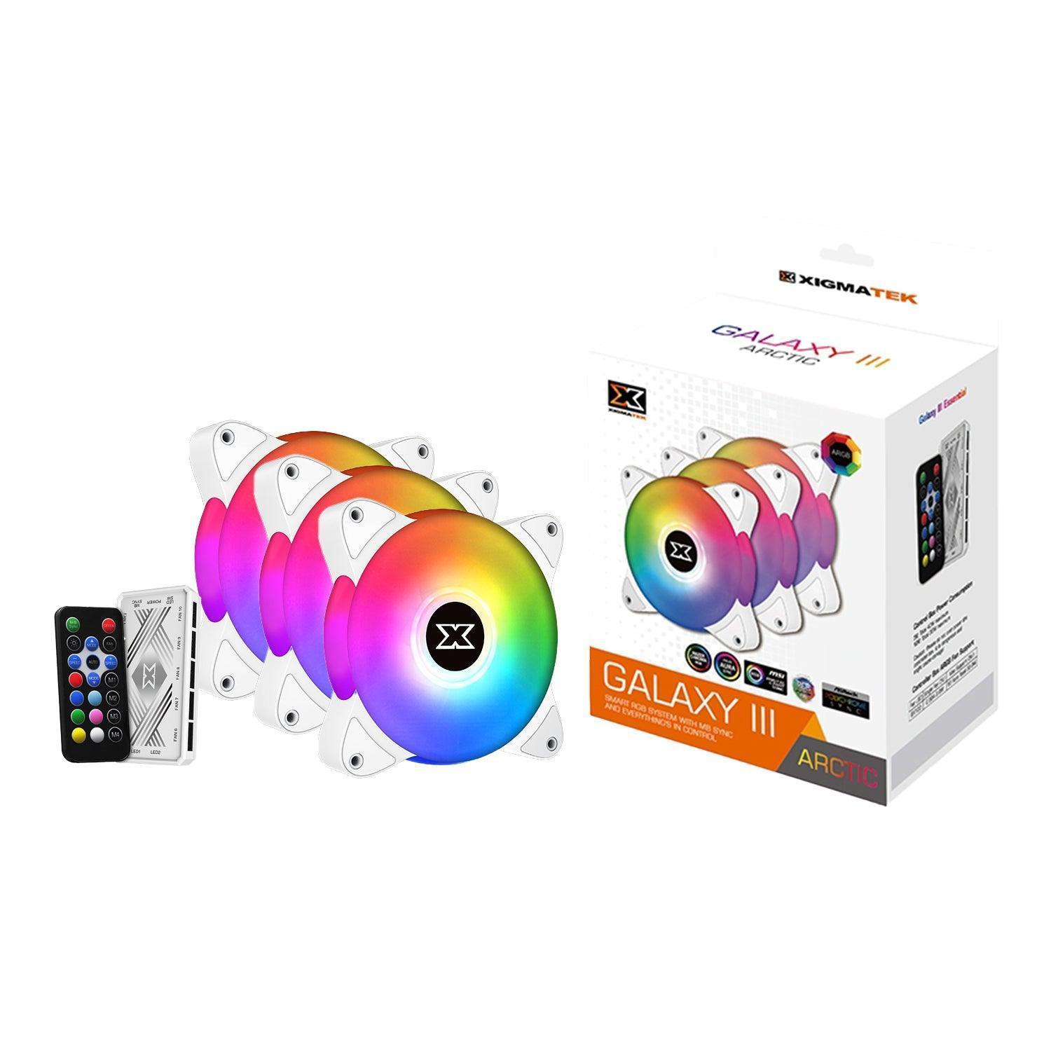 Xigmatek Galaxy III Essential BX120 120mm ARGB 3 Fan Kit Arctic - مراوح Xigmatek Galaxy III Essential BX120 120mm ARGB 3 Fan Kit Arctic - مراوح