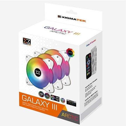Xigmatek Galaxy III Essential BX120 120mm ARGB 3 Fan Kit Arctic - مروحة - PC BUILDER QATAR - Best PC Gaming Store in Qatar 