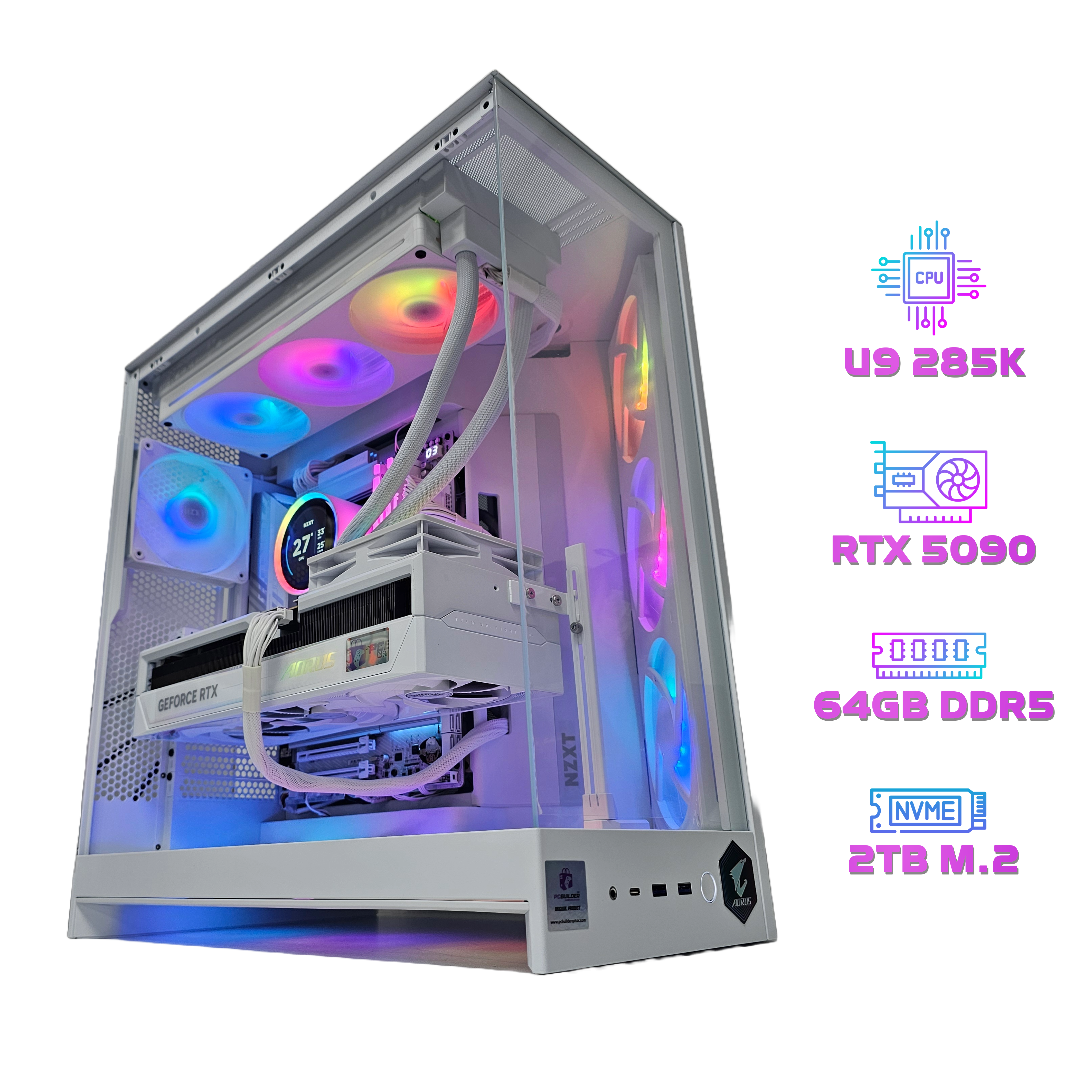 EXTREME GAMING PC 195 - RTX 5090 AORUS Master ICE 32GB - Intel Core Ultra 9 285K - RAM 64GB DDR5 - بي سي قوي مع كرت ذهب