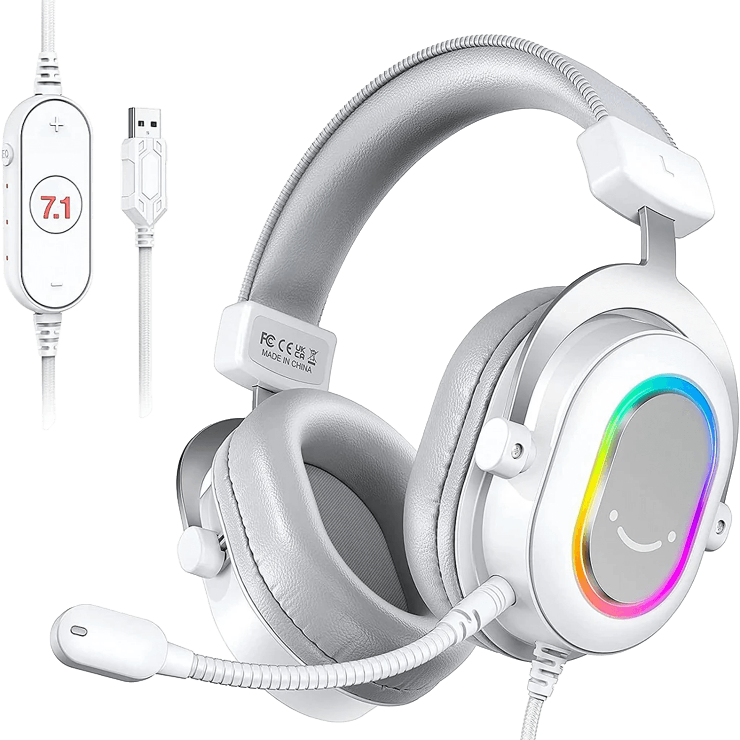 FIFINE H6 USB Headset 7.1 Surround Sound RGB White - سماعات محيطية FIFINE H6 USB Headset 7.1 Surround Sound RGB White - سماعات محيطية