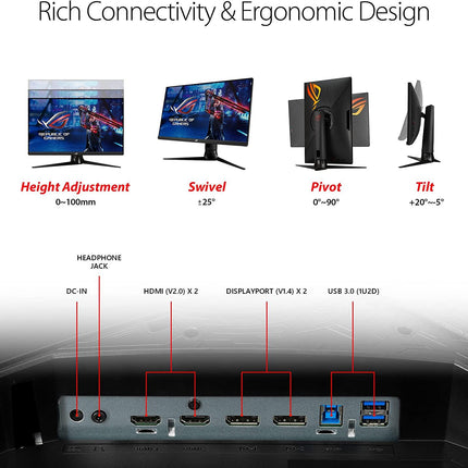 ASUS ROG Strix 27″ 270 HZ / 2K HDR XG27AQM Gaming Monitor - شاشة ألعاب - PC BUILDER QATAR - Best PC Gaming Store in Qatar 