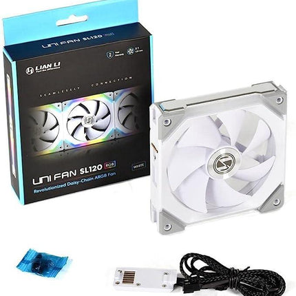 Lian Li UNI SL120 Single RGB 120MM Fan - White - مروحة تبريد - PC BUILDER QATAR - Best PC Gaming Store in Qatar 