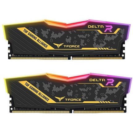 TEAMGROUP T-Force Delta TUF Gaming Alliance RGB DDR4 16GB (2x8GB) 3200MHz Black - الذاكرة العشوائية - PC BUILDER QATAR - Best PC Gaming Store in Qatar 